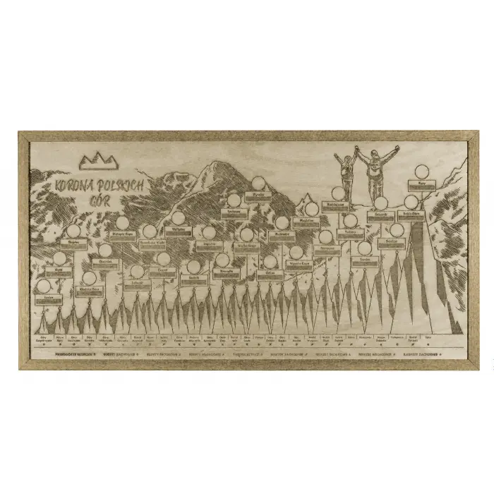 Korona Polskich Gór grawerowany obraz w drewnie, 84x44 cm, ArtGlob
